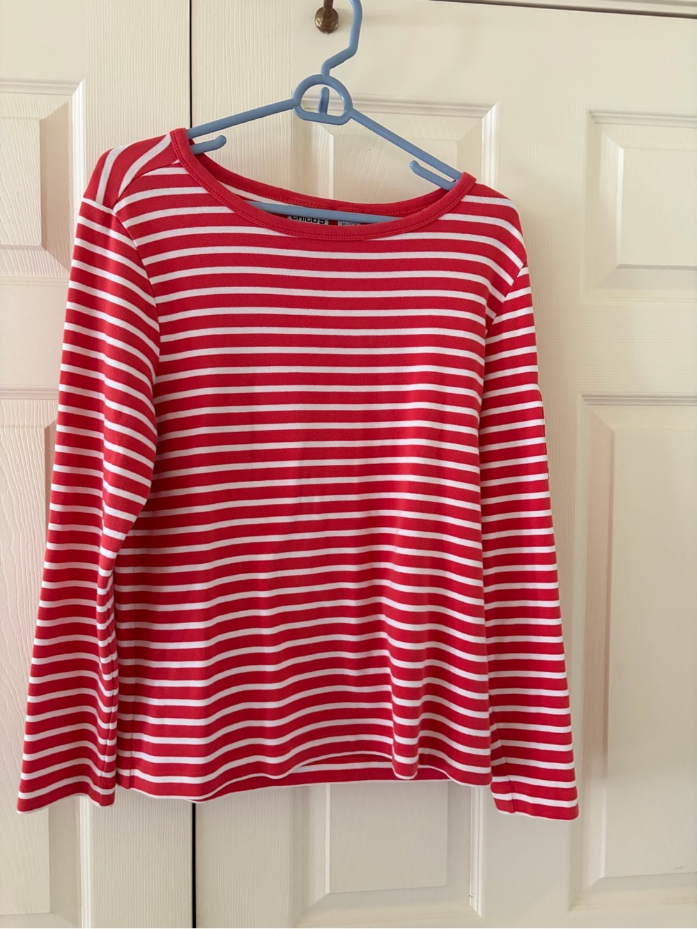 Women's orange & White Striped Long Sleeve Top